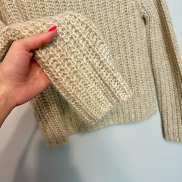 VINCE Marled Shaker Stitch Raglan Sleeve Pullover Fisherman Sweater - Picture 6 of 9